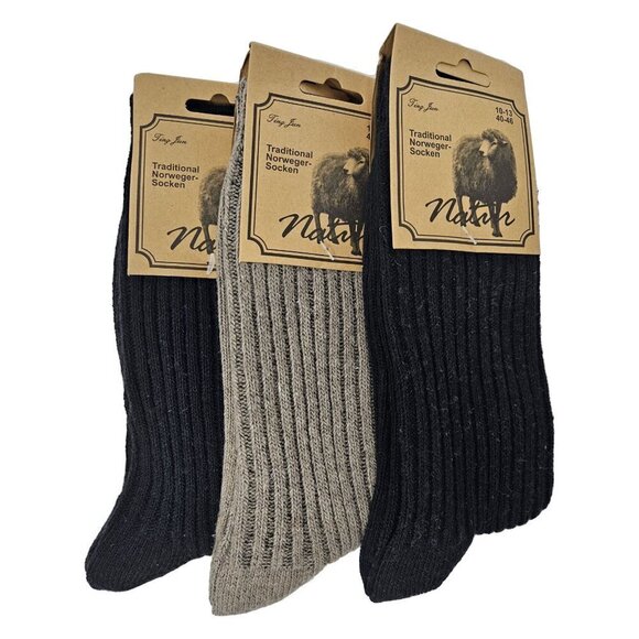 Wool Blend Socks Men 10-13 Norweger Warm Winter Boot Casual Thermal Socks 3-Pack - Picture 1 of 2